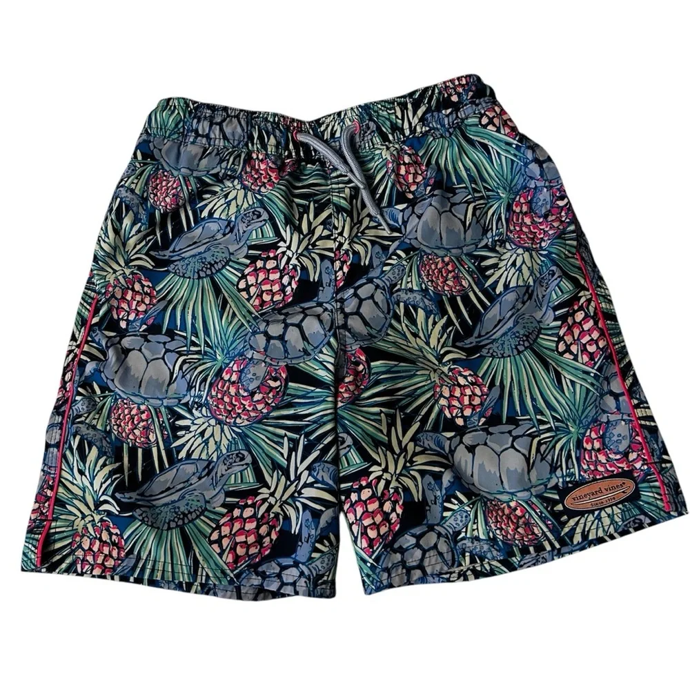 Vineyard Vines Boy’s Swim Trunks Sz Medium 12/14 Lined Sea Turtles Bathing Suit